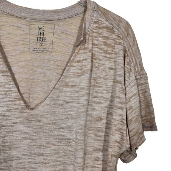 Free People Maddie Oversized Burnout Tee Small Tan Distressed We The Free Casual - Picture 3 of 6